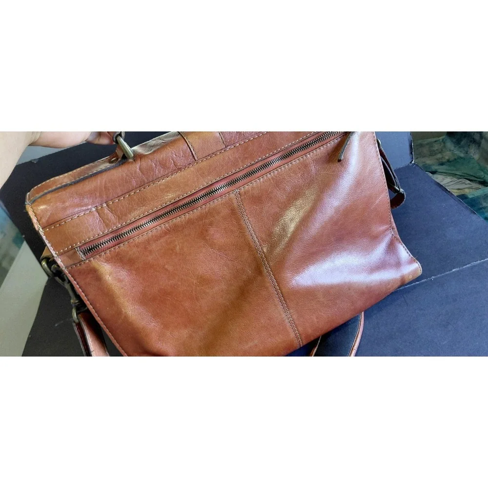 distressed heritage classic vintage executive tan leather briefcase mesenger Bag